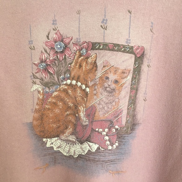 Vintage Grandmacore Cat Sweatshirt 80s Small - Picture 2 of 7
